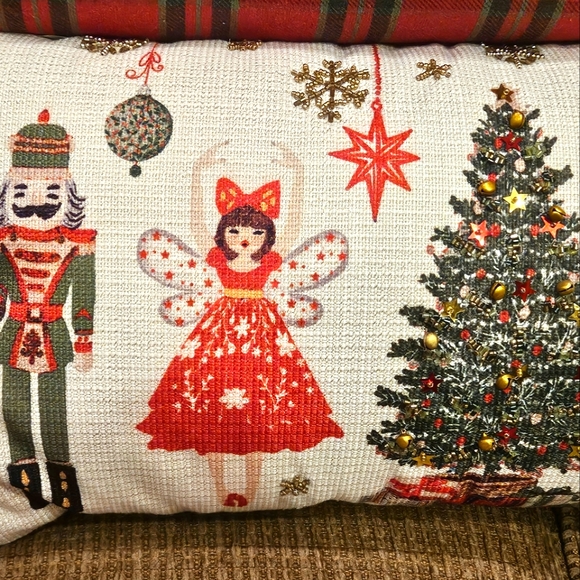 MIREILLE DESIGNS Bead/Bell Embellished Decorative Christmas Nutcracker Pillows - Picture 7 of 14